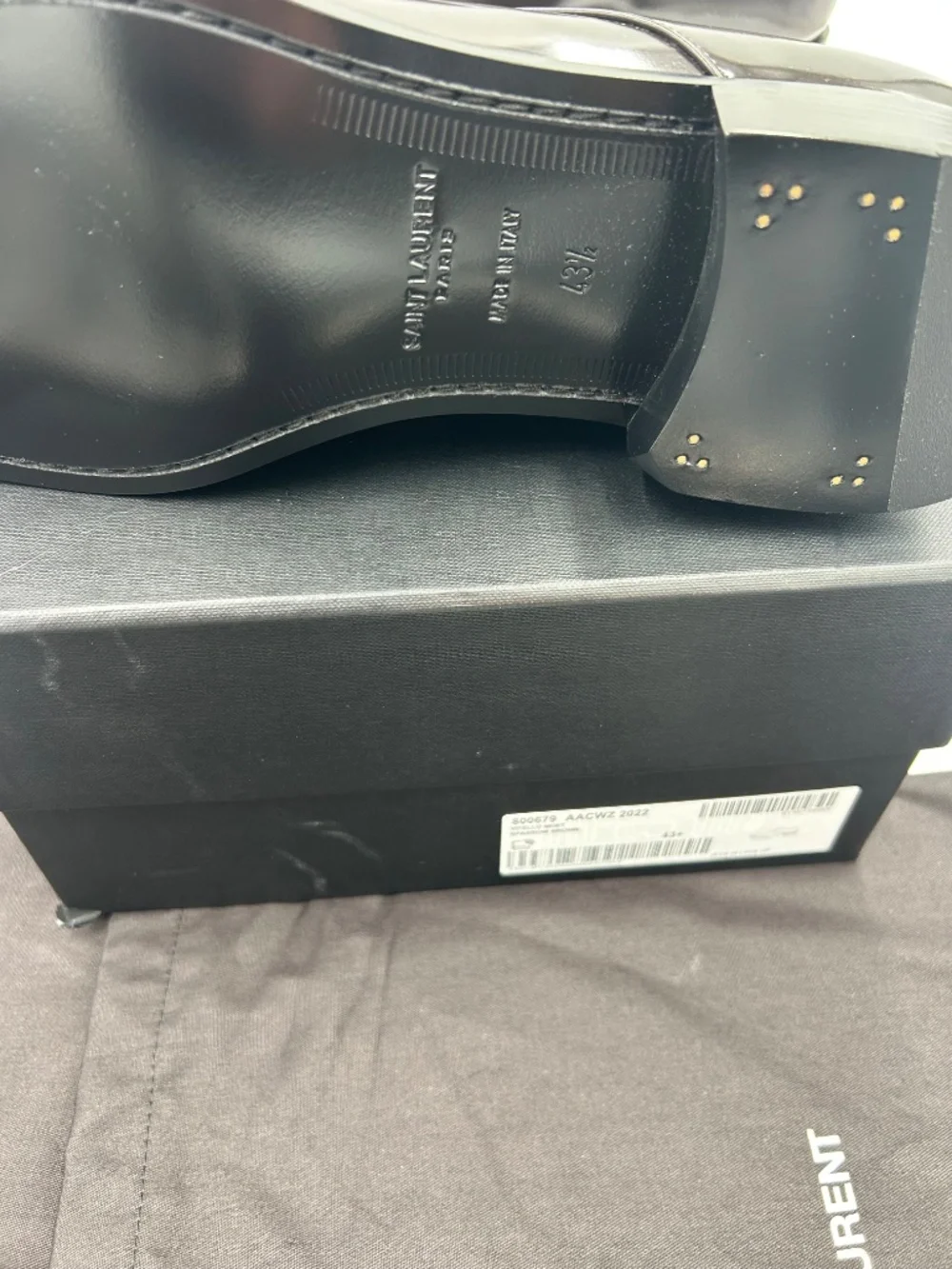 Men’s Saint Laurent Jean Polished Leather Derby Shoes. Size 43.5/10.5 US.